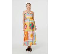 Izabel London Women's Patchwork Print Sleeveless Maxi Dress in Orange | Size: 14 Izabel London Orange 14