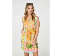 Izabel London Patchwork Print Sleeveless Short Dress - Orange - 16