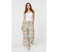 Izabel London Women's Patchwork Relaxed Wide Leg Trousers in Blue | Size: 16