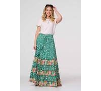 Izabel London Patchwork Tassel Tie High Waist Maxi Dress In Green Green 8