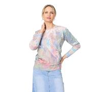 Izabel London Peacock Print Diamante Studded Knit Top for Women UK with Long Sleeves and Drop Shoulders.