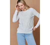 Izabel London Pearl Detail Textured Long Sleeve Top In White White