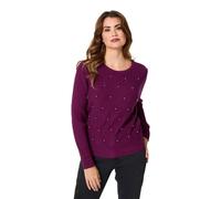 Izabel London Pearl Embellished Texture Jumper for Women UK with Long Sleeves, a Slim fit and a Hip Length Hem. Purple