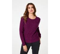 Izabel London Pearl Embellished Texture Jumper - L - Purple