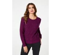 Izabel London Women's Pearl Embellished Texture Jumper in Purple | Size: Small Izabel London Purple S