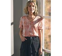 Izabel London Pink Leaf Print Puff Half Sleeve Blouse Pink