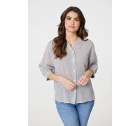 Izabel London Pinstripe Relaxed Button Back Blouse In White White 18