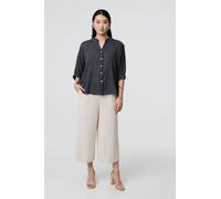 Izabel London Pinstripe Relaxed Button Back Blouse - Navy - 18