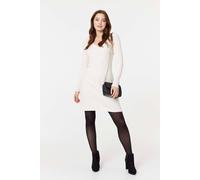 Izabel London Plain Ribbed Knit Mini Dress In White White