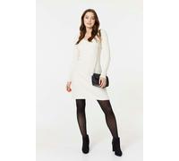 Izabel London Plain Ribbed Knit Mini Dress - White - S/M
