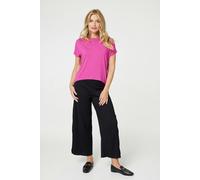 Plain Short Sleeve Boxy T-Shirt Izabel London Purple 14