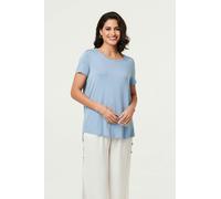 Izabel London Plain Short Sleeve Curve Hem T-Shirt - 18 - Blue