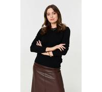 Izabel London Plain Soft Knit Long Sleeve Jumper - 14 - Black