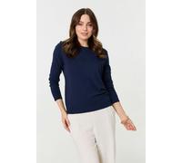 Izabel London Plain Soft Knit Long Sleeve Jumper - 14 - Navy