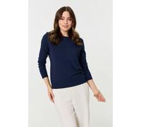 Izabel London Plain Soft Knit Long Sleeve Jumper - 18 - Navy