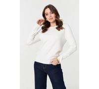 Izabel London Plain Soft Knit Long Sleeve Jumper In White White 18