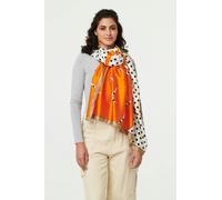 Izabel London Women's Polka Dot Border Print Shawl Scarf in Orange Izabel London Orange One Size