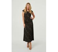 Izabel London Polka Dot Cap Sleeve A-Line Maxi Dress - 12 - Black