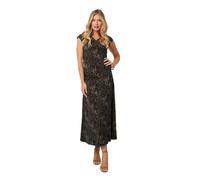 Izabel London Polka Dot Cap Sleeve A-Line Maxi Dress - 14 - Black