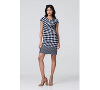 Polka Dot Faux Wrap Shift Dress Izabel London Blue L
