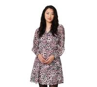 Izabel London Women's Polka Dot Long Sleeve Short Dress in Pink | Size: 12