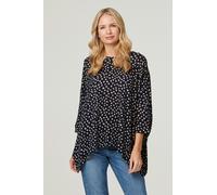 Izabel London Polka Dot Oversize Blouse Top - Navy - 8