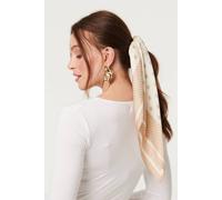 Izabel London Polka Dot Print Satin Texture Scarf In Brown Brown One Size