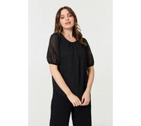 Izabel London Polka Dot Print Semi Sheer Blouse - Black - 16