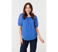 Izabel London Polka Dot Print Semi Sheer Blouse In Blue Blue 14