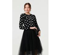 Izabel London Women's Polka Dot Semi Sheer Mesh Midi Dress in Black | Size: 8