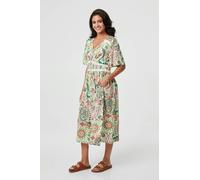 Izabel London Printed 1/2 Flared Sleeve Midi Dress - Green - 8