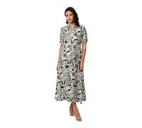 Izabel London Women's Printed 1/2 Puff Sleeve Midi Shirt Dress in Navy | Size: 14