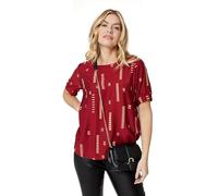 Izabel London Printed 1/2 Sleeve Blouse for Women UK with Round Neck, Short Sleeves and Longline Shape. Red
