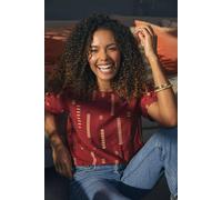 Izabel London Printed 1/2 Sleeve Blouse for Women UK with Round Neck, Short Sleeves and Longline Shape. Red