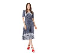 Izabel London Printed 1/2 Sleeve Midi Dress In Blue Blue 18