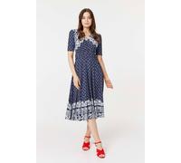 Printed 1/2 Sleeve Midi Dress Izabel London Blue 18