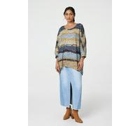 Izabel London Printed 3/4 Batwing Sleeve Relaxed Tunic Top - Grey - 10