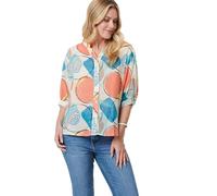 Izabel London Printed 3/4 Sleeve Button-Back Blouse - Orange - 10