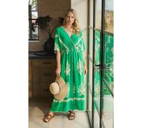 Izabel London Printed 3/4 Sleeve Jumpsuit - Green - S/M