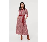Izabel London Printed 3/4 Sleeve Tie Waist Maxi Dress In Pink Pink