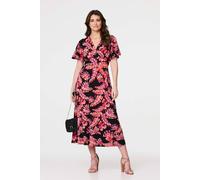 Izabel London Printed Angel Sleeve Maxi Dress In Black Black 8