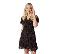 Izabel London Printed Angel Sleeve Wrap Dress for Women UK with V-Neck, Short Sleeves, Belt and Short Skirt.