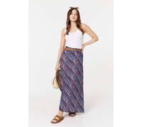 Izabel London Printed Belt Detail Maxi Skirt In Blue Blue