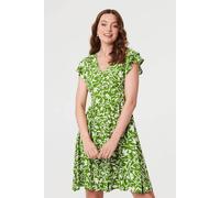 Izabel London Printed Cap Sleeve Short Skater Dress In Green Green