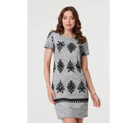 Izabel London Printed Cap Sleeve Slim Short Dress In Grey Grey 12