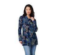 Izabel London Printed Cowl Neck Long Sleeve Tunic Top - 14 - Blue