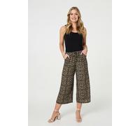 Izabel London Printed Drawstring Waist Crop Trousers - Black - 10