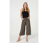 Izabel London Printed Drawstring Waist Crop Trousers - Black - 16