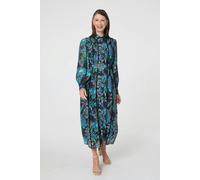Izabel London Women's Printed Embellished Belted Maxi Dress | Size: 14 Izabel London Multicolor 14