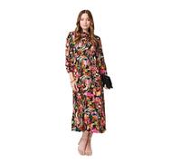 Izabel London Printed High Neck Long Sleeve Midi Dress Made from 100% Viscose for Women UK with a tie Waist. Black